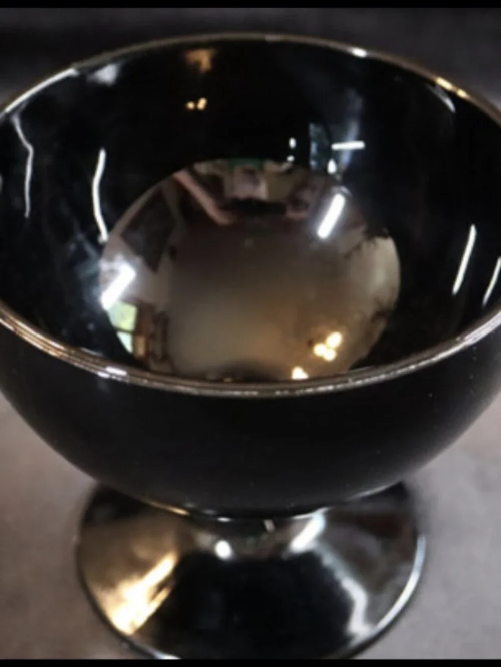 Phantom Black Glass Pedestal Candy/Nut Dish Bowl 4 ½“ Tall